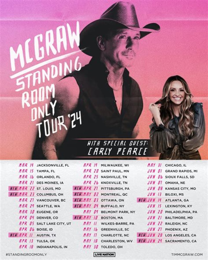 Tim McGraw's 2024 Standing Room Only Tour Dates