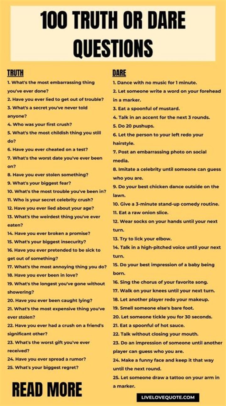 Truth or Dare Ideas: Fun Questions & Dares for All!