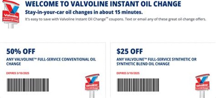 Valvoline Oil Change Coupons: Save Up to $25